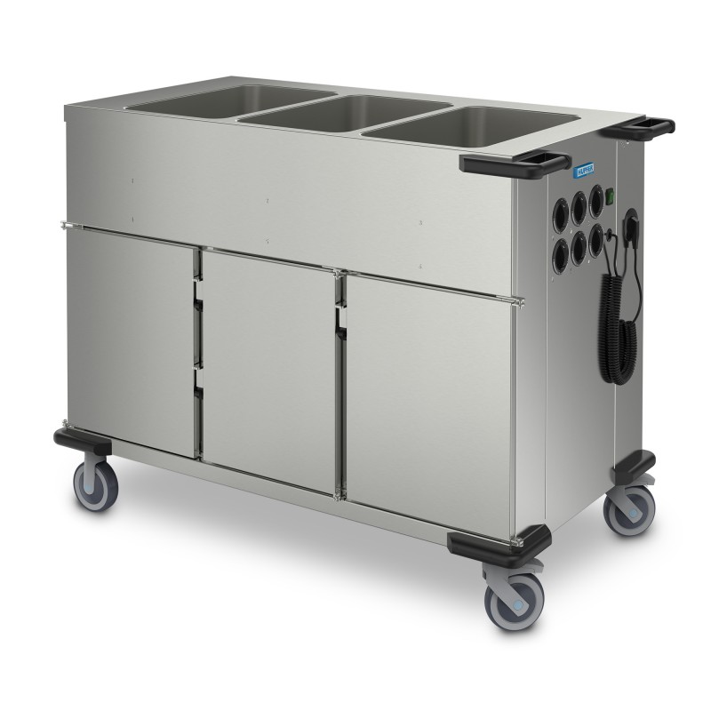 Chariot bain-marie sur compartiments chauffants