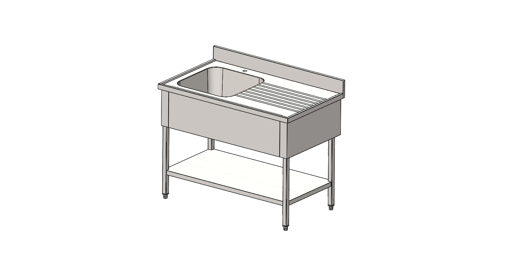 Plonge 1 bac en inox, avec étagère basse