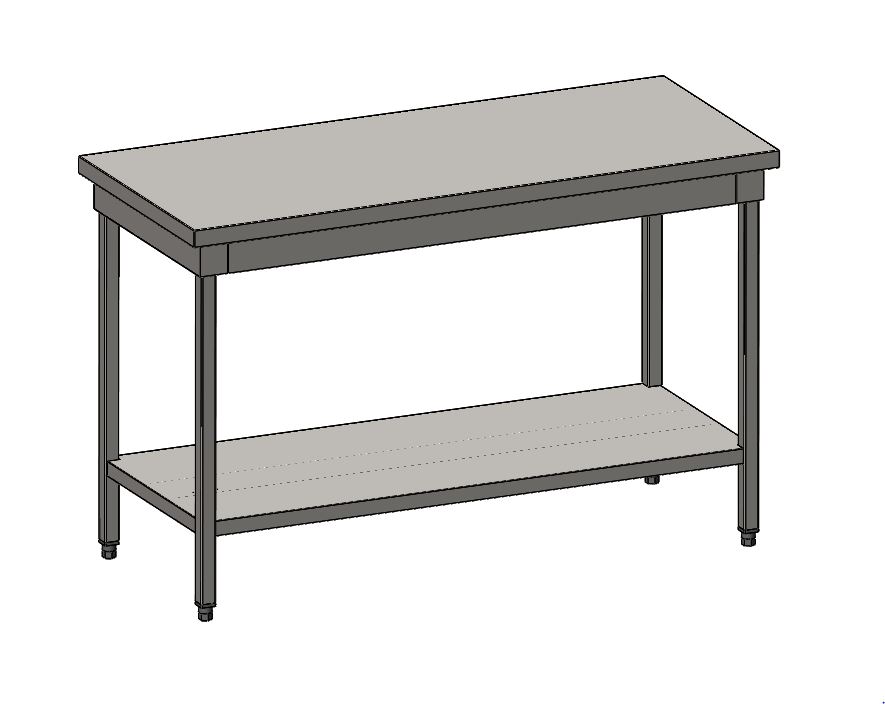 Table centrale en inox avec étagère basse